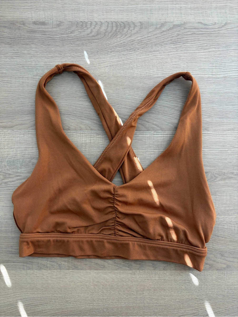Offline by aerie Cross-Back Bralette in Camel Brown
